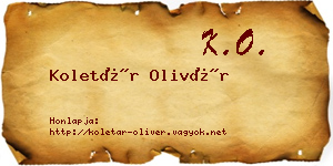 Koletár Olivér névjegykártya